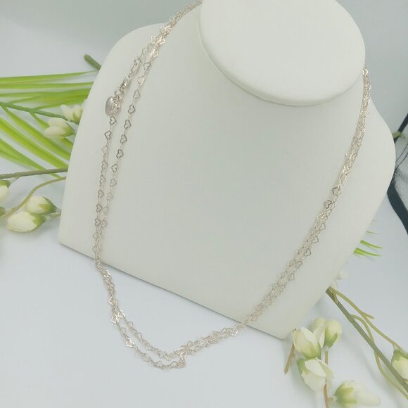 Vintage Sterling Silver Heart Link Necklace - Picture 14 of 14